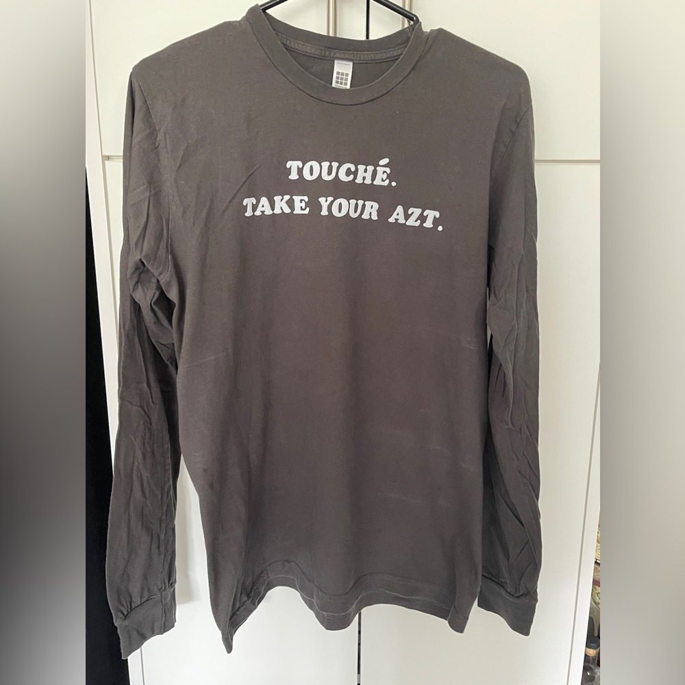 Men’s Rent the Musical “Touché. Take Your AZT.” Long Sleeve Shirt Size Medium M